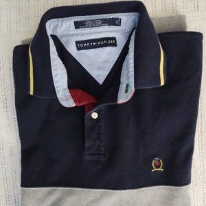 Tommy Hilfiger Men's Short-Sleeve Polo Knit Shirt - Blue/Grey - X-Large (VGC)
